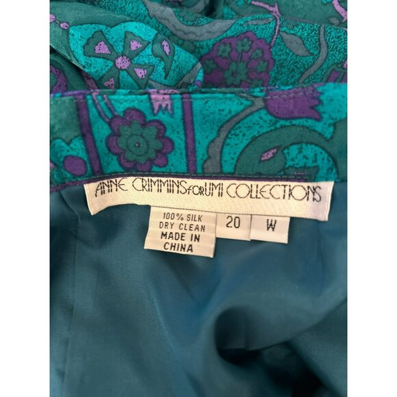 Vintage Anne Crimmins for Umi Collections Plus Size 100% Silk Luxury Suit 20W - Picture 6 of 6